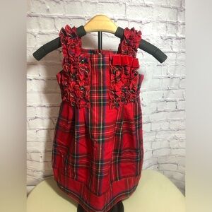 Children’s Place Plaid Red Dress Jumper Christmas Valentines Satin Ruffle Party